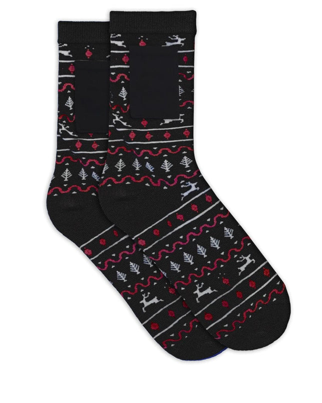 Men's Black Fair Isle Socks with Pocket (Fits Sizes 8-11M)