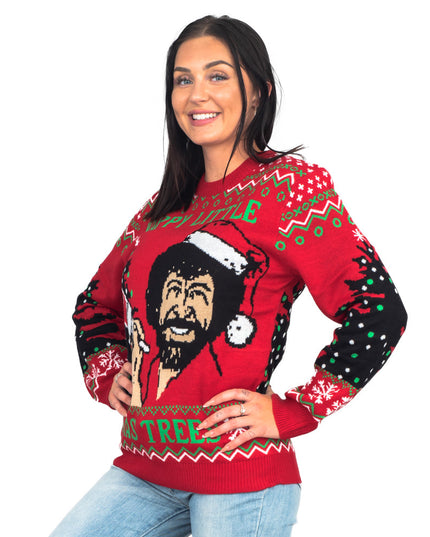 Women's Bob Ross Happy Little Trees Ugly Christmas Sweater