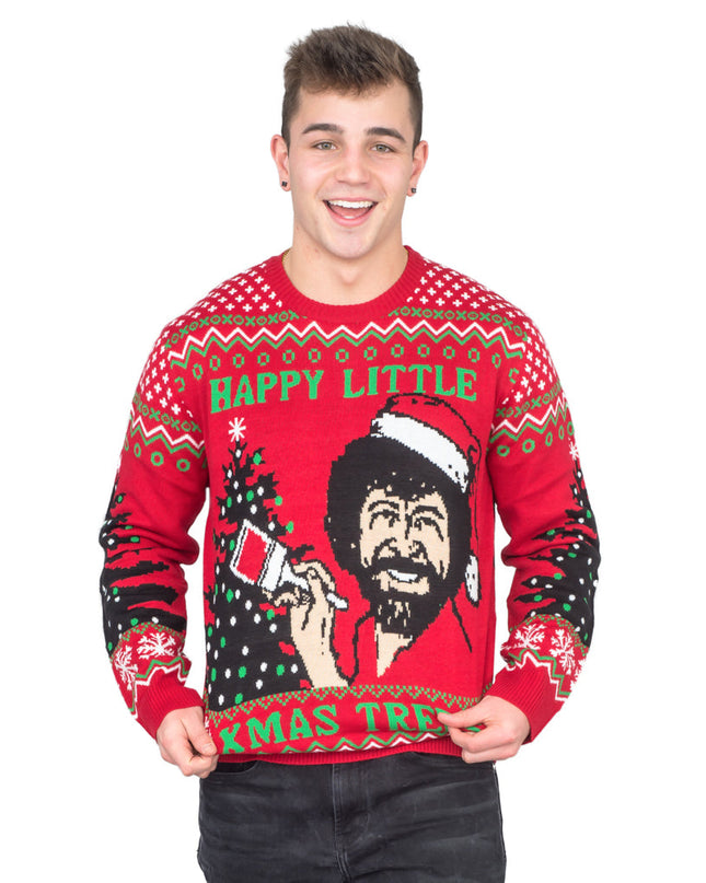 Bob Ross Happy Little Xmas Trees Sweater