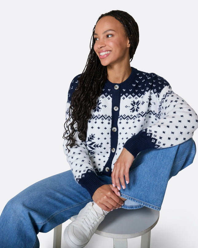 Women's Blue Christmas Cardigan