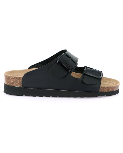 Grünland Black Double Strap Women's Slippers