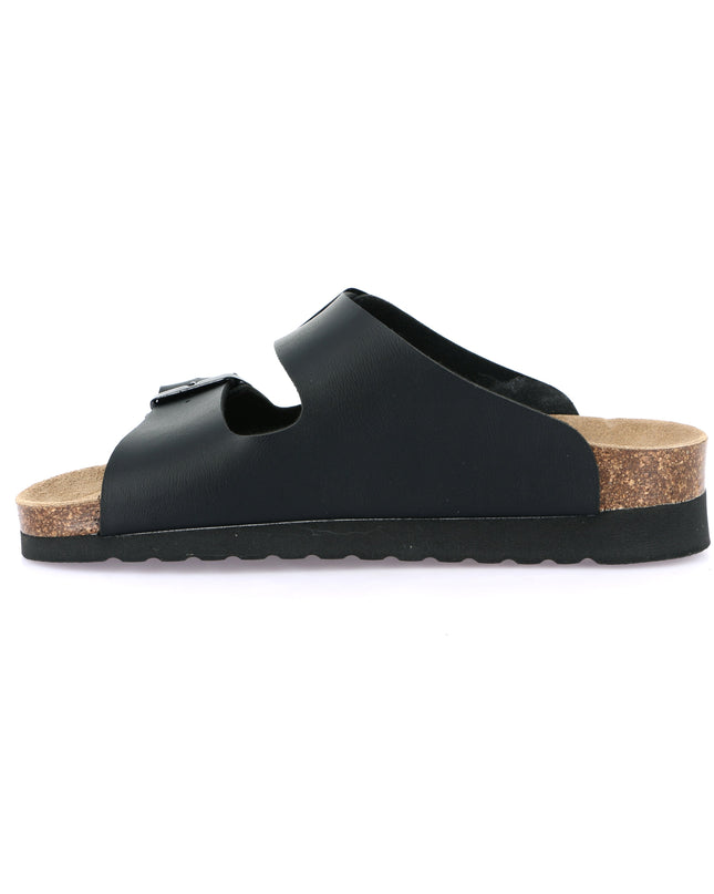Grünland Black Double Strap Women's Slippers