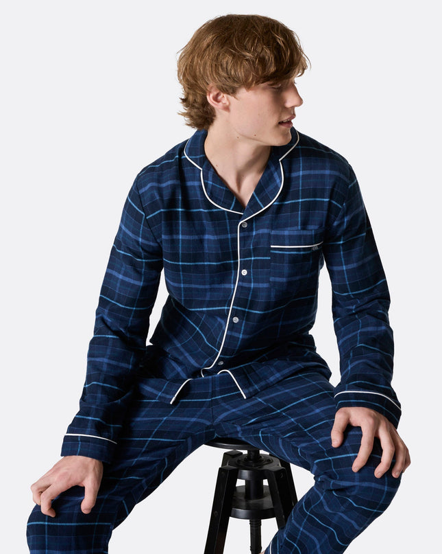 Men's Blue Flannel Christmas Pyjamas