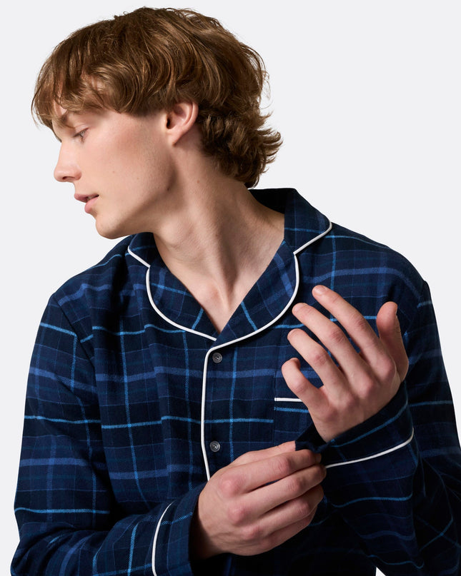 Men's Blue Flannel Christmas Pyjamas for Cozy Comfort