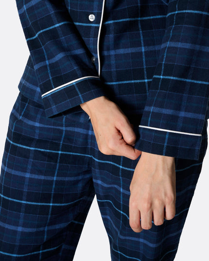 Naisten siniset flanellijoulupyjamat