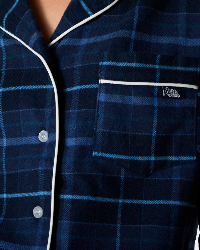 Naisten siniset flanellijoulupyjamat