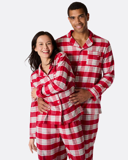 Large Red Flannel Christmas Pajamas for Family