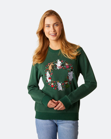 Women's Moomin Green Christmas Sweatshirt for Festive Style