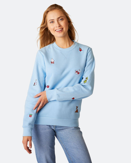 Women's Moomin Blue Christmas Sweatshirt - Cozy Holiday Wear