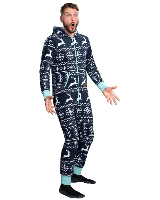Ugly Christmas Sweater Fair Isle Adult Union Suit Pajamas
