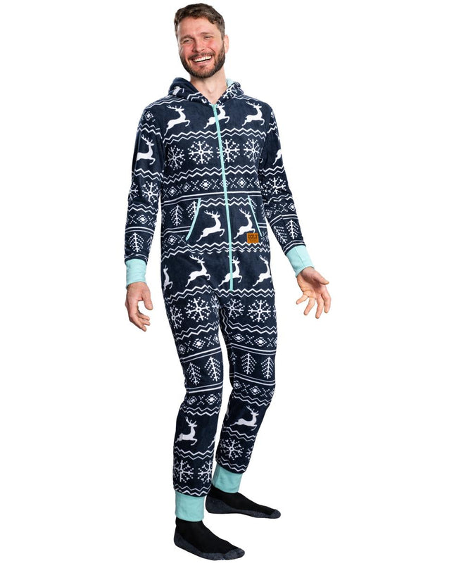 Ugly Christmas Sweater Fair Isle Adult Union Suit Pajamas