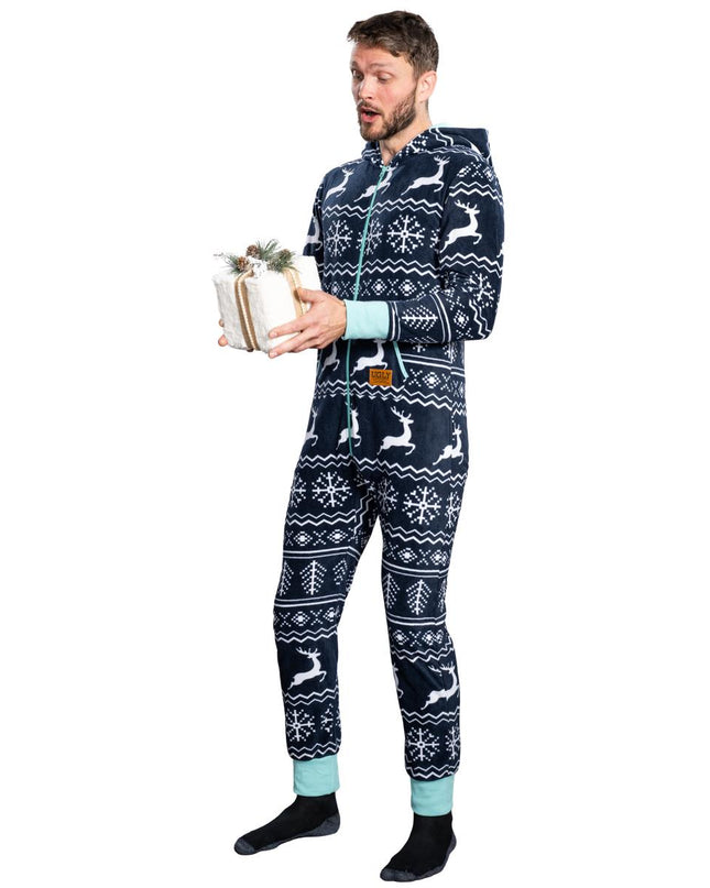 Ugly Christmas Sweater Fair Isle Adult Union Suit Pajamas