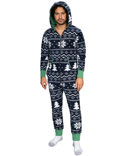 Ugly Christmas Sweater Fair Isle Adult Union Suit Pajamas