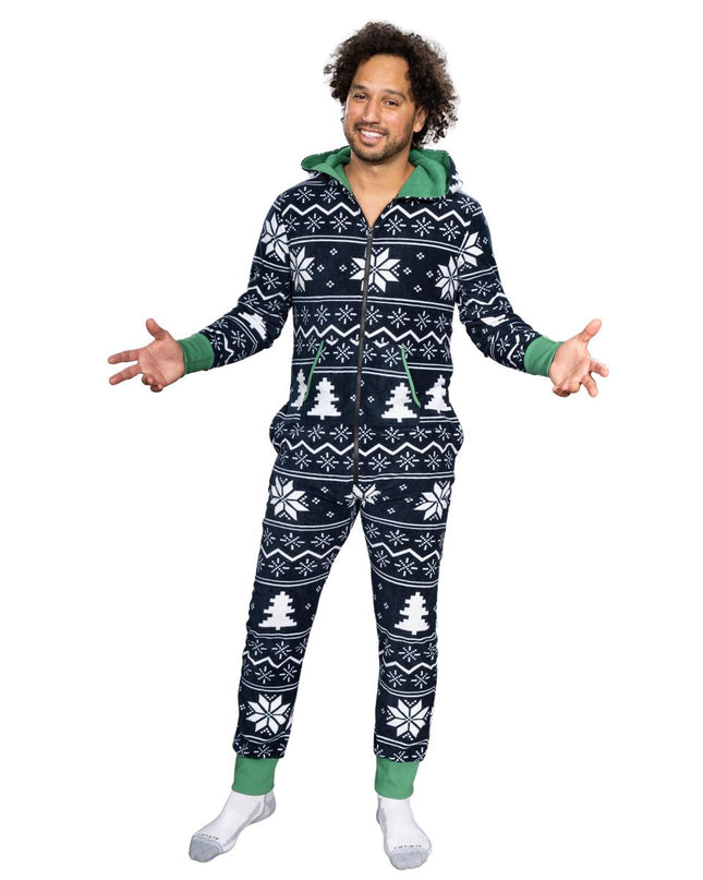 Ugly Christmas Sweater Fair Isle Adult Union Suit Pajamas