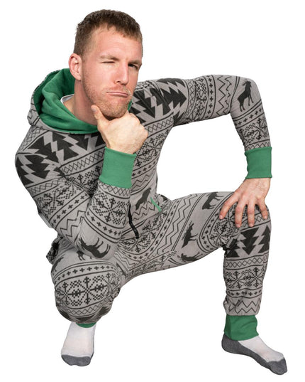 Ugly Christmas Sweater Fair Isle Adult Union Suit Pajamas