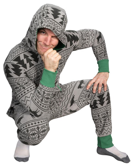 Ugly Christmas Sweater Fair Isle Adult Union Suit Pajamas