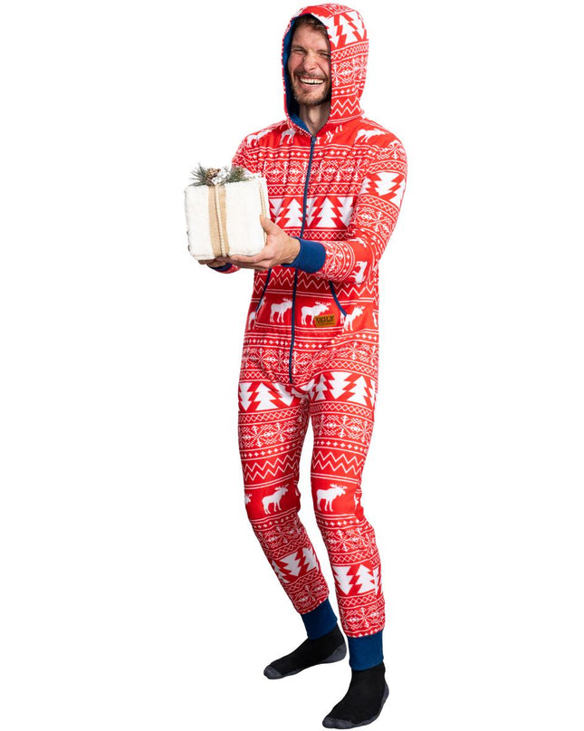 Ugly Christmas Sweater Fair Isle Adult Union Suit Pajamas