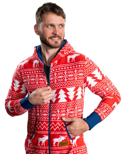 Ugly Christmas Sweater Fair Isle Adult Union Suit Pajamas