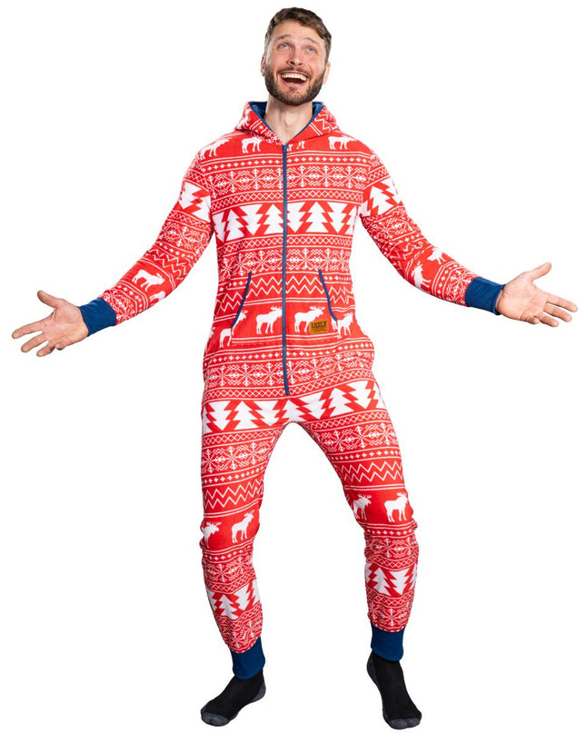 Ugly Christmas Sweater Fair Isle Adult Union Suit Pajamas