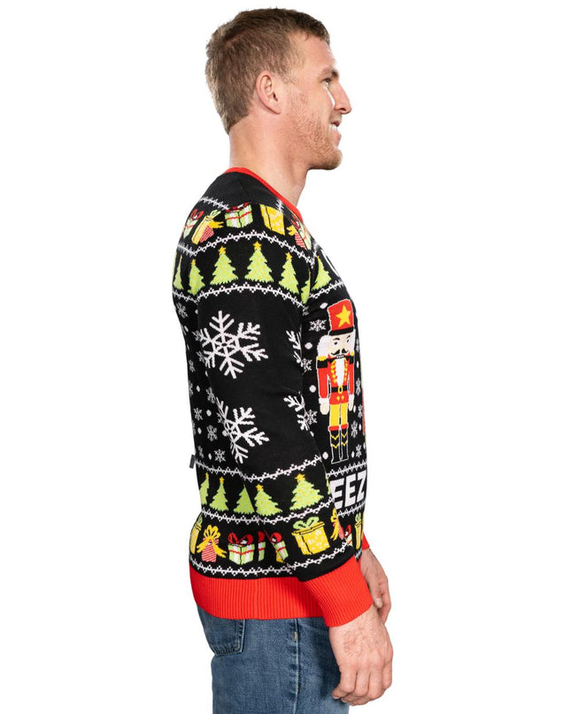 Crack Deez Nuts Nutcracker Santa Knitted Ugly Christmas Sweater