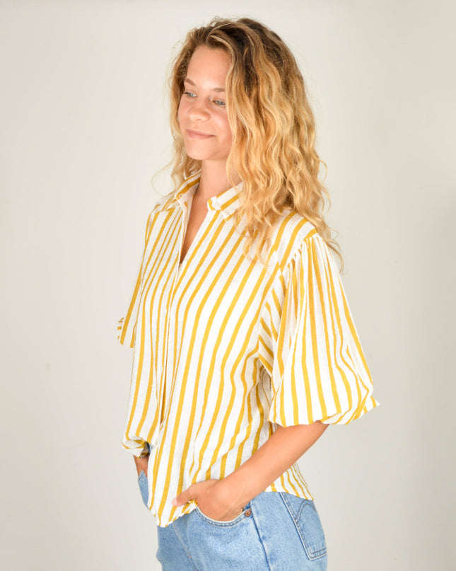 Lemon Striped Blouse