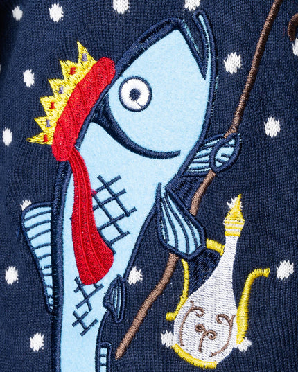 Men's Three Wise Fish Christmas Sweater