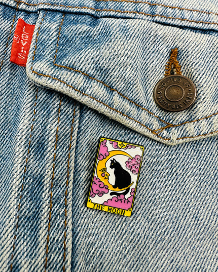 Cat Tarot Pin | The Moon | Halloween Accessories