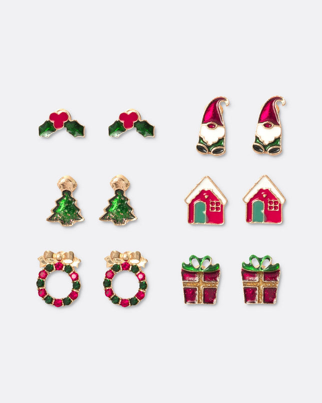 6-Pack Small Christmas Earrings