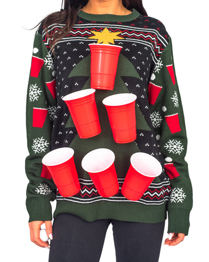 Beer Pong 3D Ugly Christmas Sweater