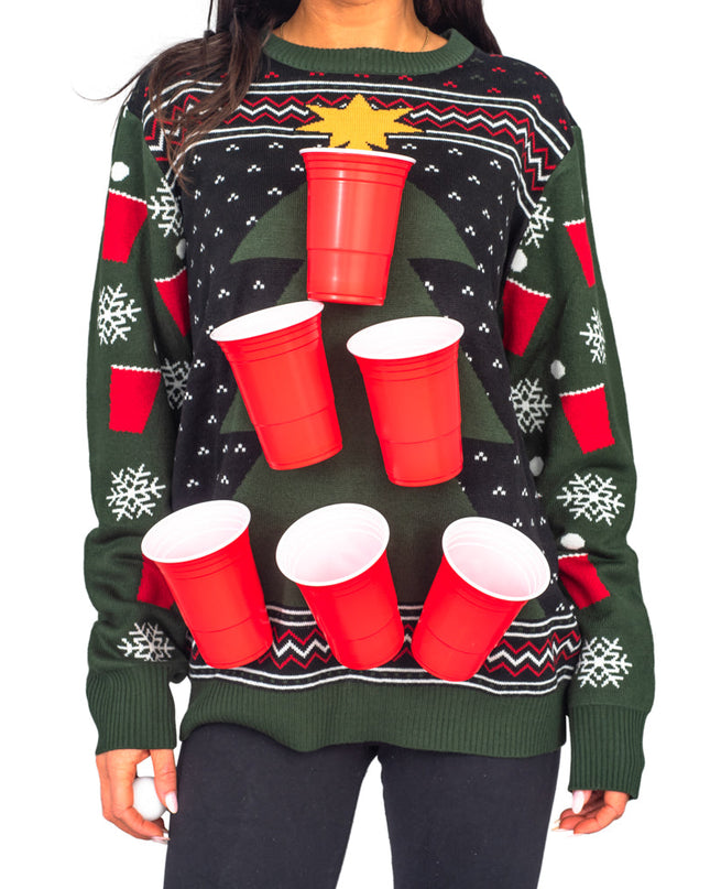 Beer Pong 3D Ugly Christmas Sweater