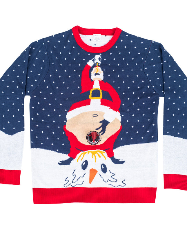 Santa Peeing Beverage Ugly Christmas Sweater