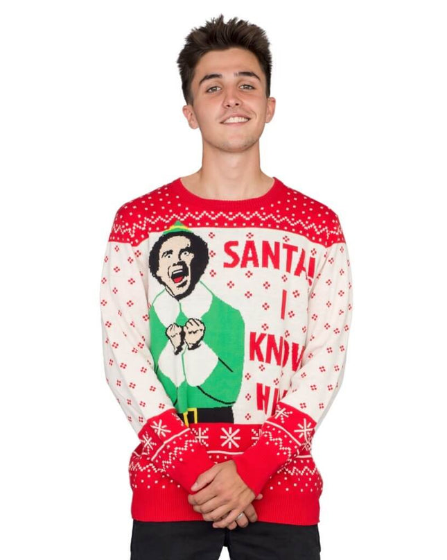 Elf Buddy Santa I Know Him Ugly Christmas Sweater
