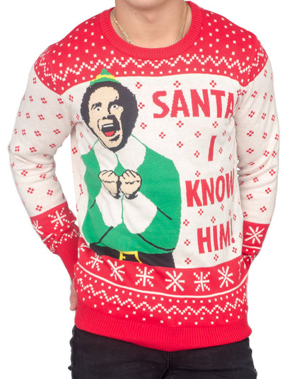 Elf Buddy Santa I Know Him Ugly Christmas Sweater