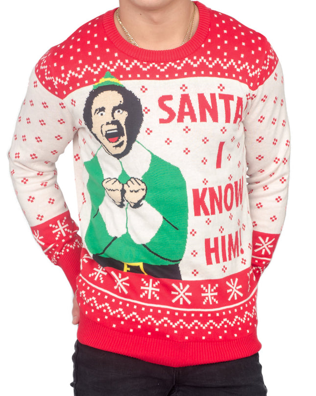 Elf Buddy Santa I Know Him Ugly Christmas Sweater
