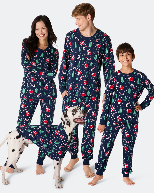 Blue Christmas Pattern Christmas Pyjamas Family