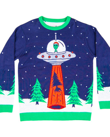 Flying Saucer Tree Abduction Ugly Christmas Sweater