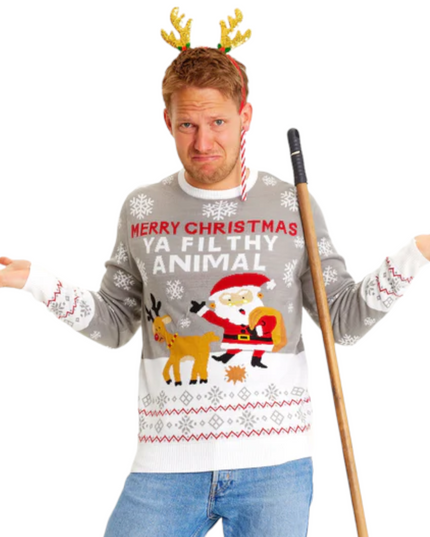 Merry Christmas Ya Filthy Animal -harmaa pusero