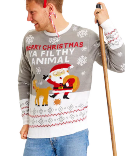 Merry Christmas Ya Filthy Animal -harmaa pusero