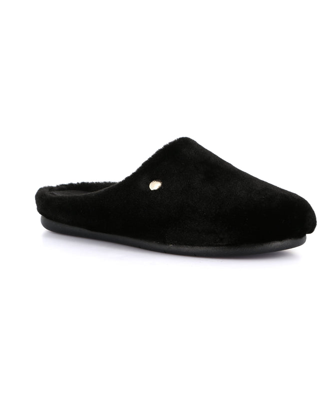 Grünland Women's Faux Fur Slippers - Black | Stylish Festive Footwear