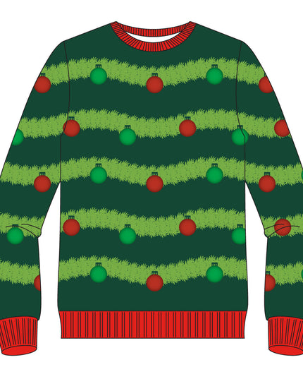 Green 3D Garland & Ornament Ugly Christmas Sweater