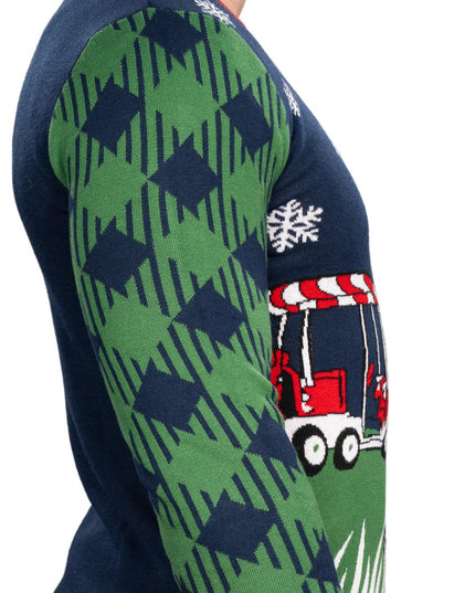 Golfia pelaava joulupukki -neuleinen ruma joulupusero