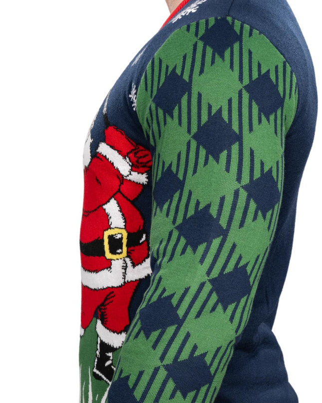 Golfing Santa Claus Knitted Ugly Christmas Sweater
