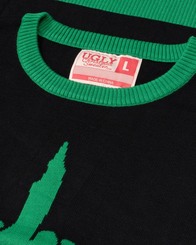 Green Cartoon Monster Middle Finger Unisex Ugly Sweater