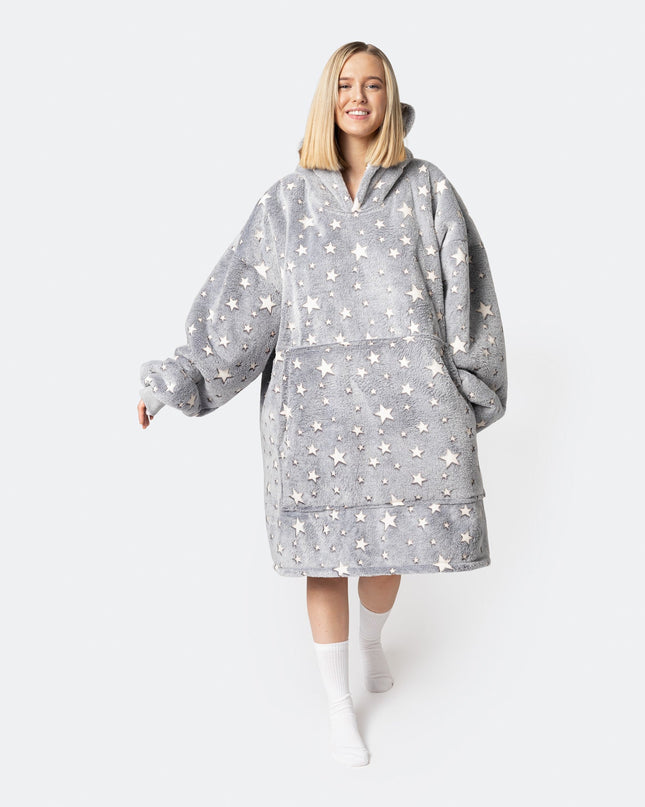 HappyHoodie Grey Stars for Adults - Trendy Loungewear