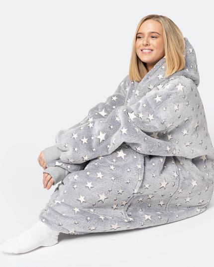 HappyHoodie Grey Stars for Adults - Trendy Loungewear