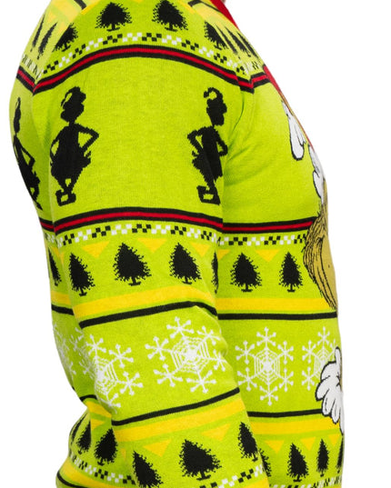 Grinch Head Santa Hat Wreath Ugly Christmas Sweater