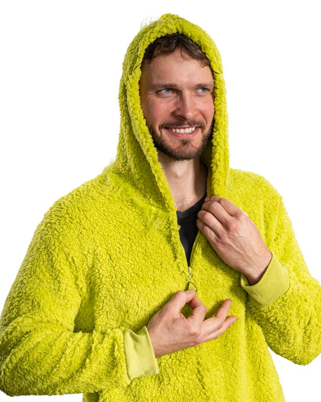 Grinch Sherpa Union Suit with Head Zipper