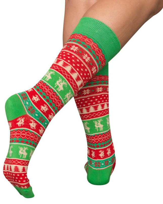 Humping Reindeer Ugly Christmas Socks in Red and Green