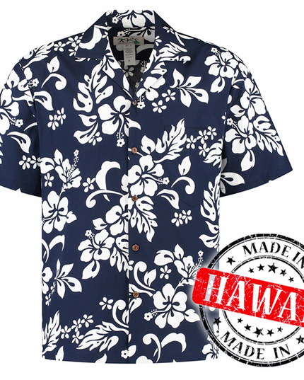 Hawaiian Shirt with Blue Floral Design