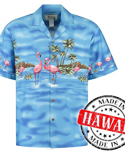 Hawaiian Shirt Flamingo in Water Design